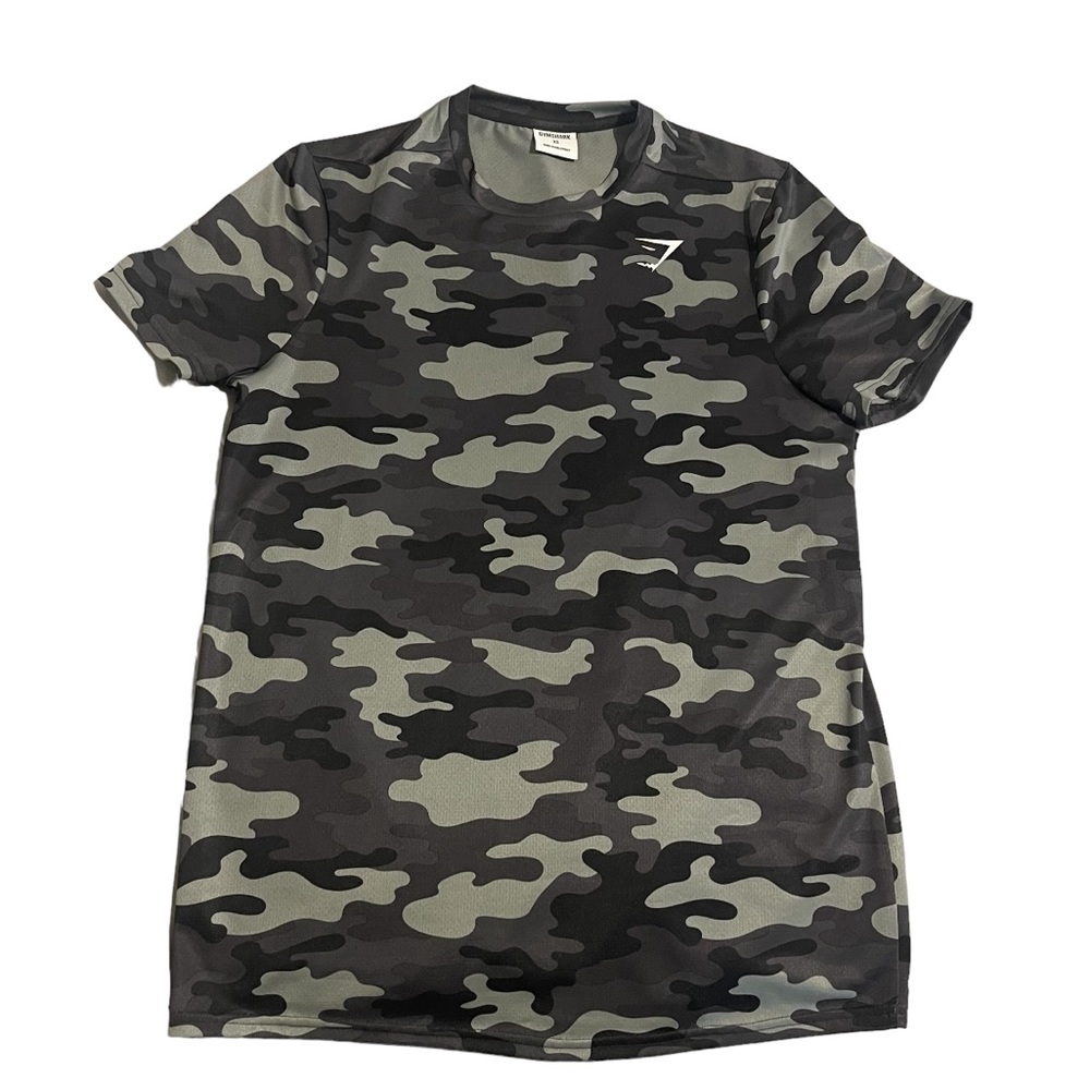 Gymshark Camo Short Sleeve Tee - Black and Gray
